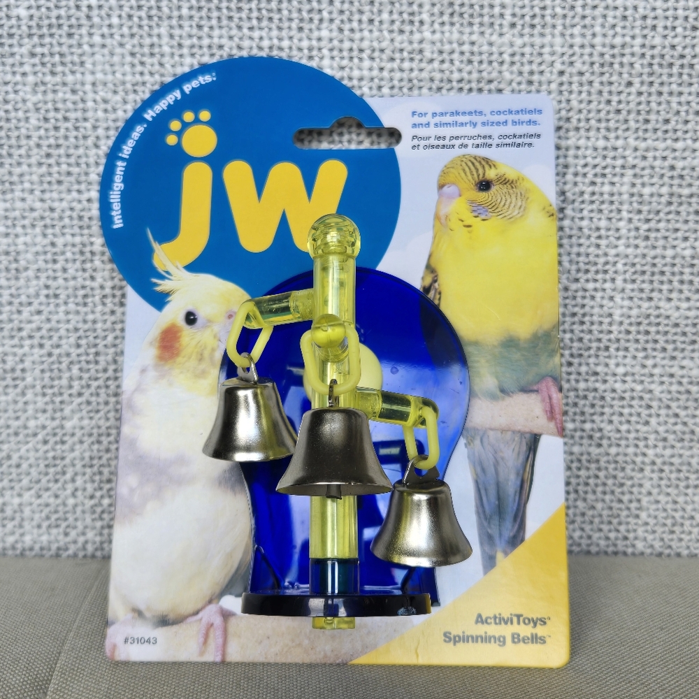 ActiviToys Pet Bird Spinning Bells Toy - Blue and Yellow by JW Pet Company
